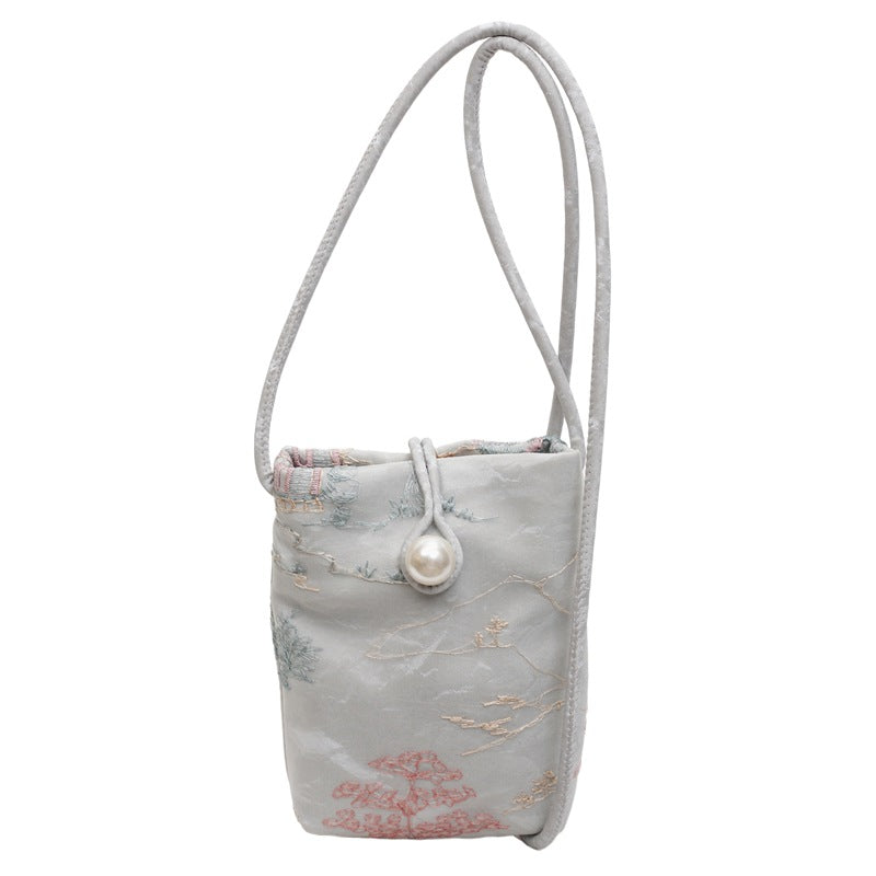 New Chinese Style Embroidered Phone Bag, Fashionable Versatile Casual Shoulder Crossbody Bag