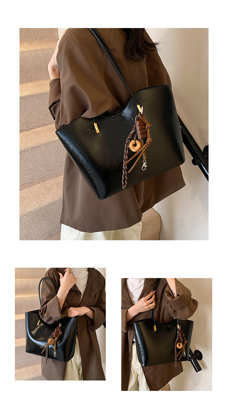 Simple High-Quality Texture Large Capacity Tote Bag Casual Versatile Handheld Shoulder Underarm Bag