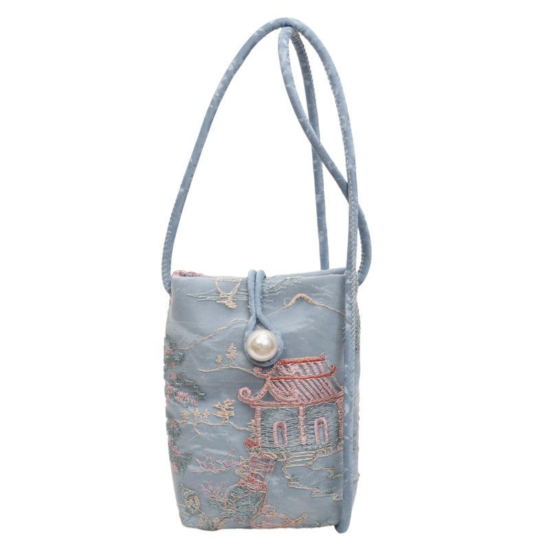 New Chinese Style Embroidered Phone Bag, Fashionable Versatile Casual Shoulder Crossbody Bag