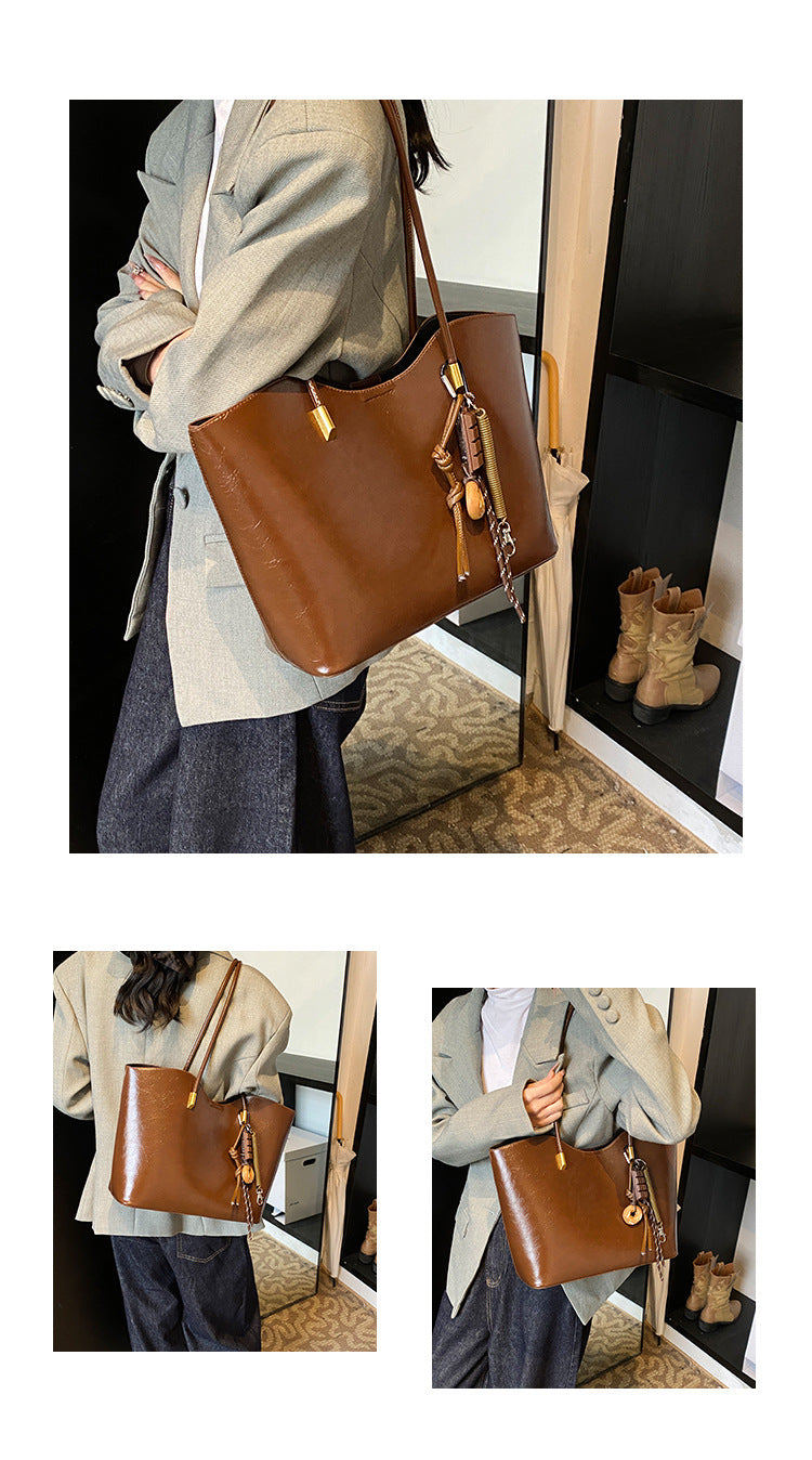 Simple High-Quality Texture Large Capacity Tote Bag Casual Versatile Handheld Shoulder Underarm Bag
