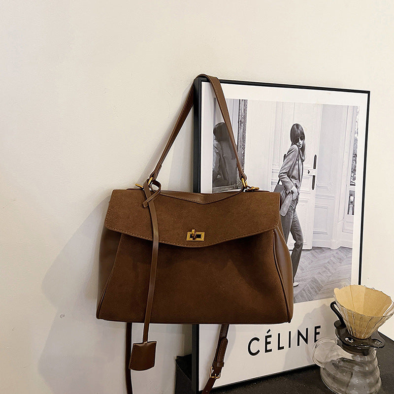Large Capacity Commuting Bag Trendy Versatile Matte Retro Casual Single Shoulder Crossbody Tote Bag