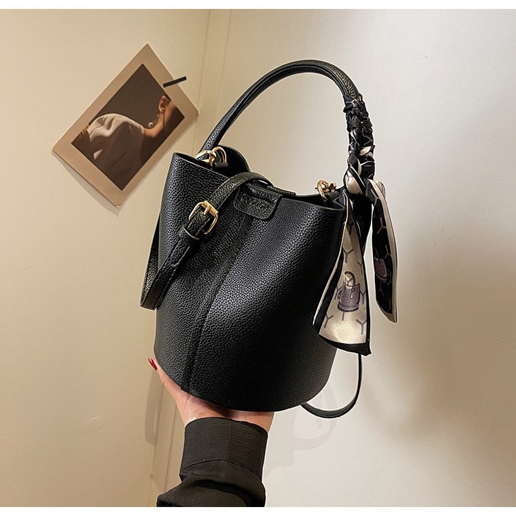 High-Quality Texture Solid Color Basket Bag Trendy Fashion Handbag Crossbody Bag
