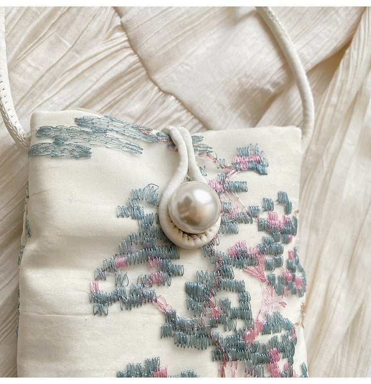 New Chinese Style Embroidered Phone Bag, Fashionable Versatile Casual Shoulder Crossbody Bag