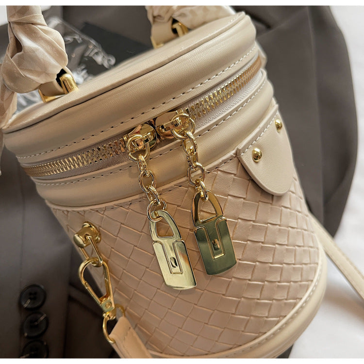 High-end Patchwork Fashion Handbag Bucket Bag. Diamond Trendy Casual Simple Shoulder Crossbody Bag