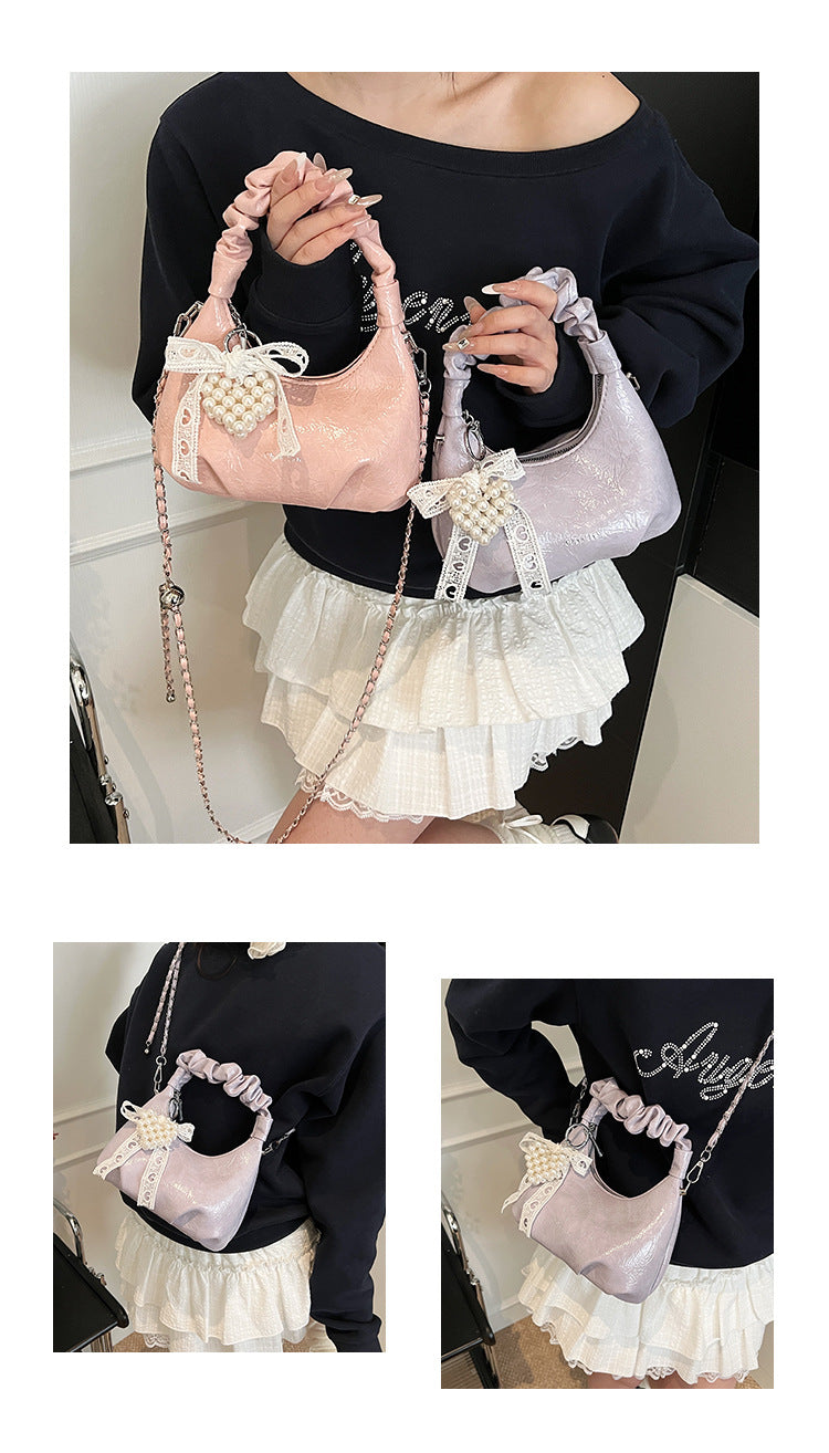 High-end Pleated Handbag Small Square Bag Versatile Stylish Chain Commuter Shoulder Crossbody Bag