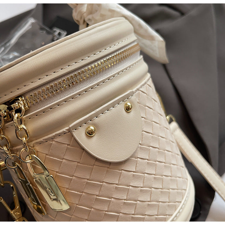 High-end Patchwork Fashion Handbag Bucket Bag. Diamond Trendy Casual Simple Shoulder Crossbody Bag