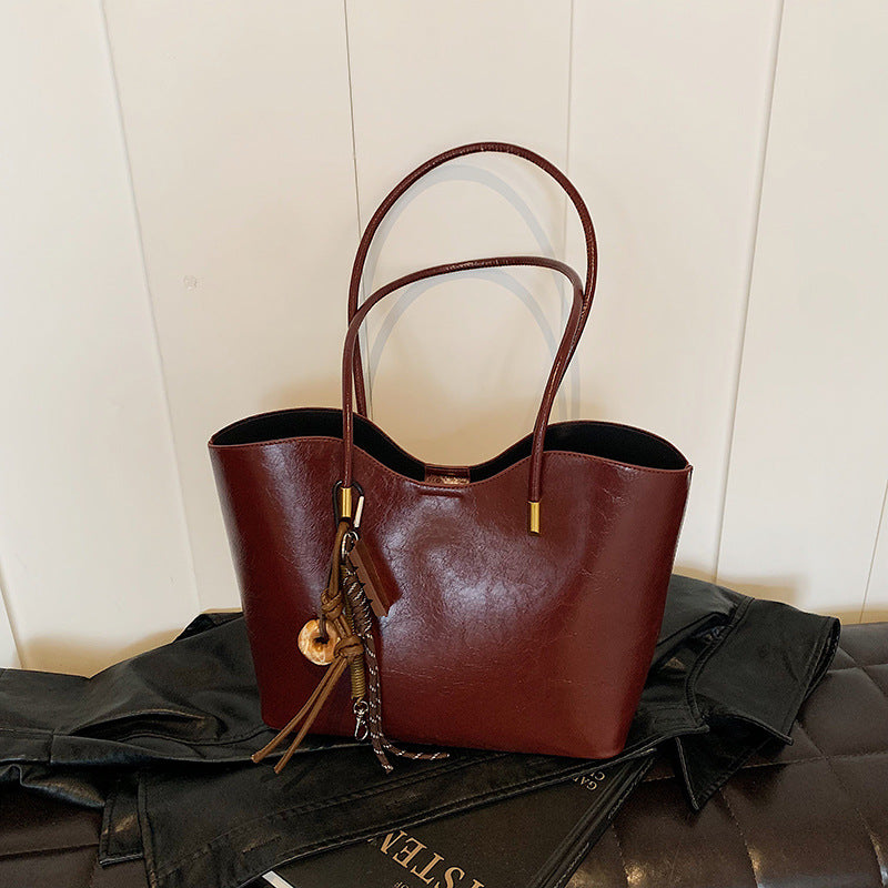 Simple High-Quality Texture Large Capacity Tote Bag Casual Versatile Handheld Shoulder Underarm Bag