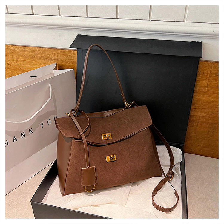 Large Capacity Commuting Bag Trendy Versatile Matte Retro Casual Single Shoulder Crossbody Tote Bag
