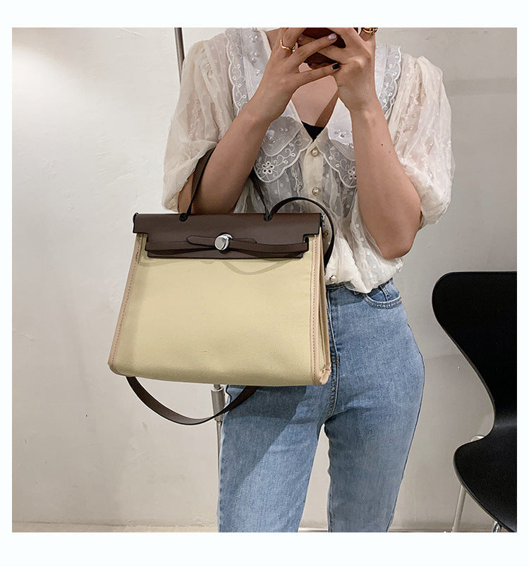 Fashion Tote Bag New Canvas Women's Bag Retro Briefcase Handbag Shoulder Crossbody Bag