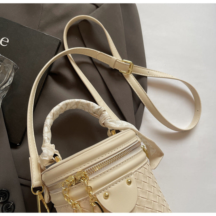High-end Patchwork Fashion Handbag Bucket Bag. Diamond Trendy Casual Simple Shoulder Crossbody Bag