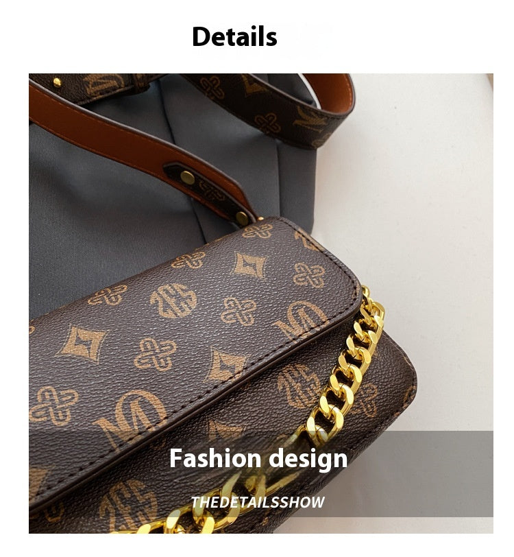 Trendy Fashion Texture Bag Niche Versatile Chain Crossbody Bag Single Shoulder Small Square Bag