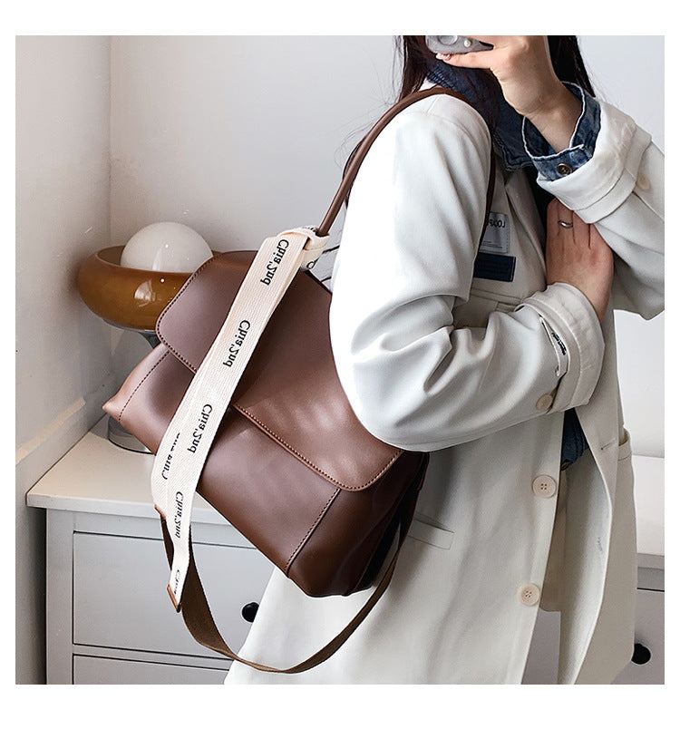 Fashion Bag Large Capacity Solid Color Textured Handbag New Stylish Crossbody Tote Bag