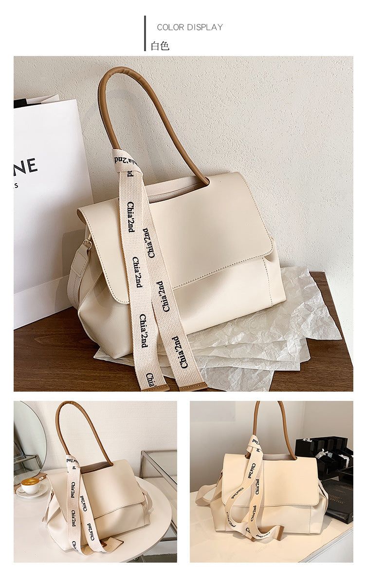 Fashion Bag Large Capacity Solid Color Textured Handbag New Stylish Crossbody Tote Bag