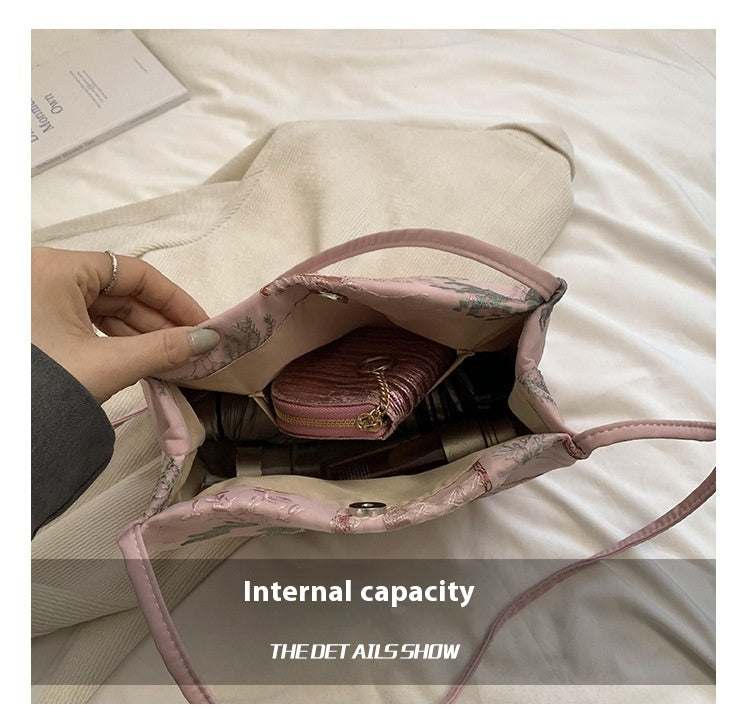 New Chinese Style Crossbody Bag Casual Fashion Single Shoulder Bag Cloth Bag Trendy Bucket Bag