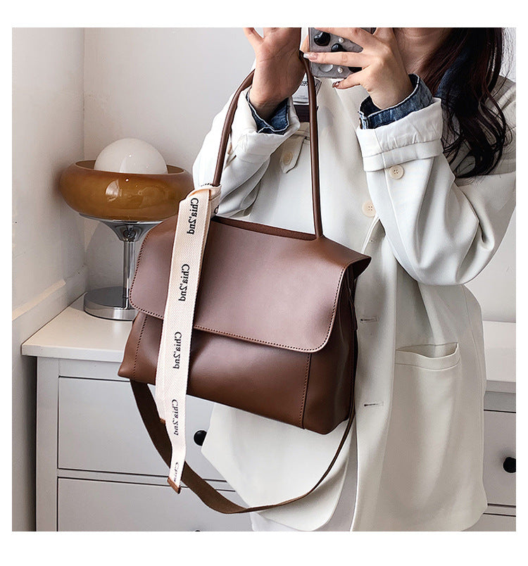 Fashion Bag Large Capacity Solid Color Textured Handbag New Stylish Crossbody Tote Bag