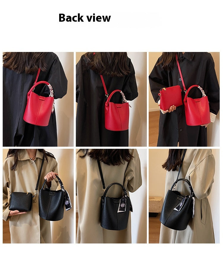 High-Quality Texture Solid Color Basket Bag Trendy Fashion Handbag Crossbody Bag