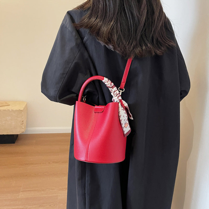 High-Quality Texture Solid Color Basket Bag Trendy Fashion Handbag Crossbody Bag