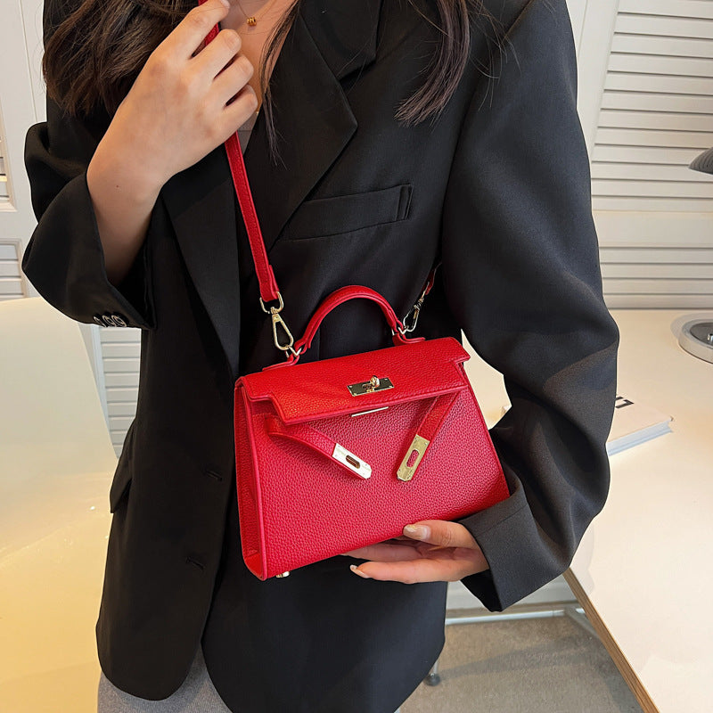 Lock Buckle Handbag Upgraded Texture Single Shoulder Crossbody Bag Simple Platinum Bag