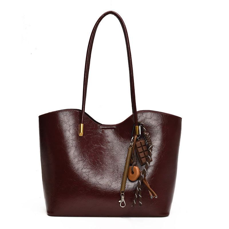 Simple High-Quality Texture Large Capacity Tote Bag Casual Versatile Handheld Shoulder Underarm Bag
