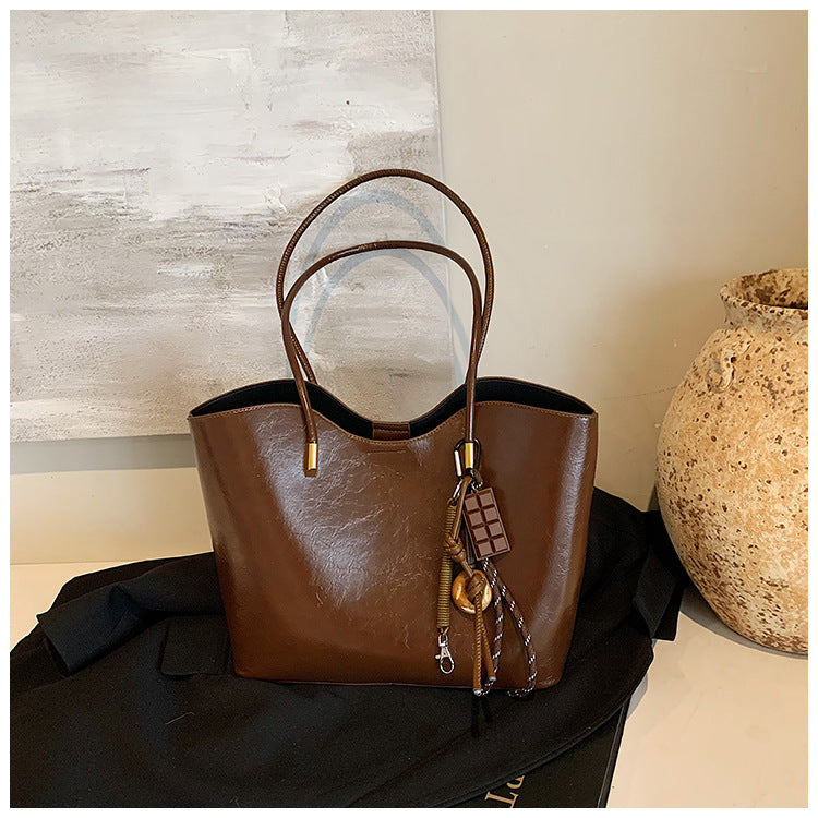 Simple High-Quality Texture Large Capacity Tote Bag Casual Versatile Handheld Shoulder Underarm Bag