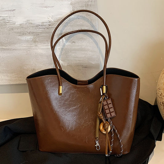 Simple High-Quality Texture Large Capacity Tote Bag Casual Versatile Handheld Shoulder Underarm Bag