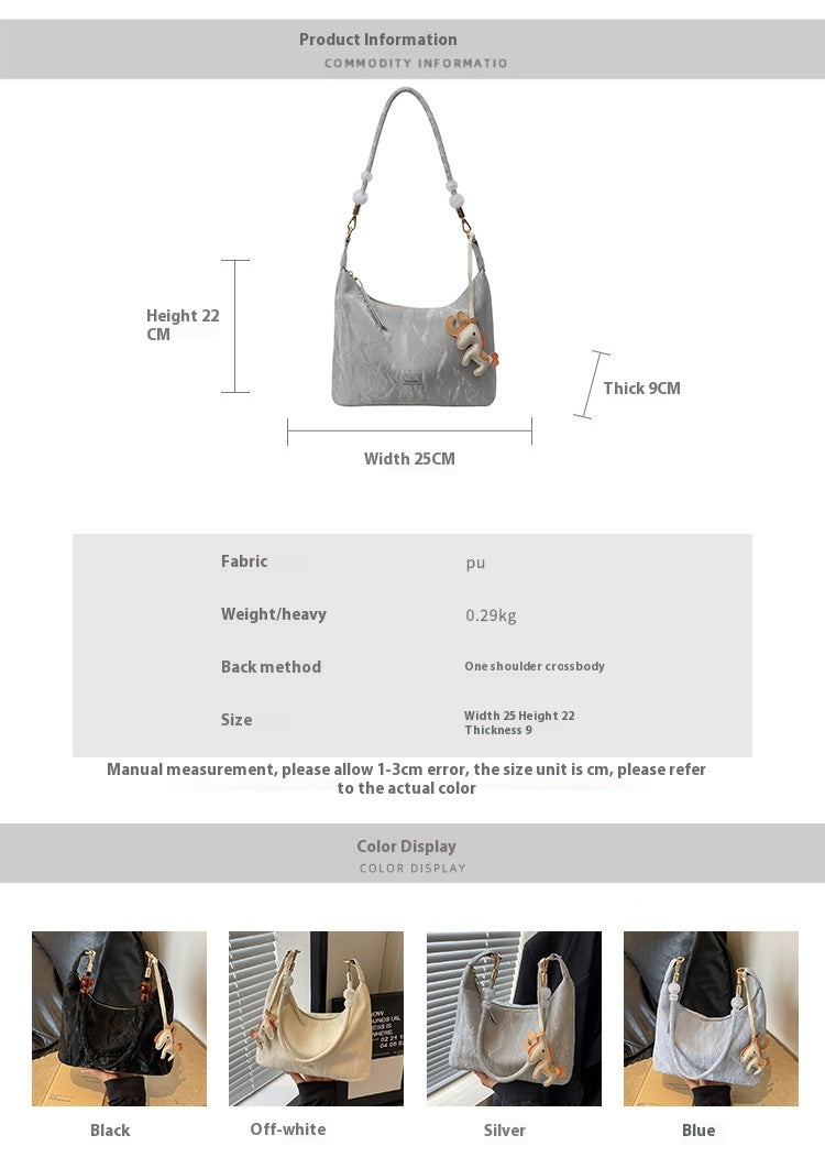 High-end Light Luxury Niche Bag. Fashionable Korean Version Large Capacity Commuter Crossbody Dumpling Underarm Bag