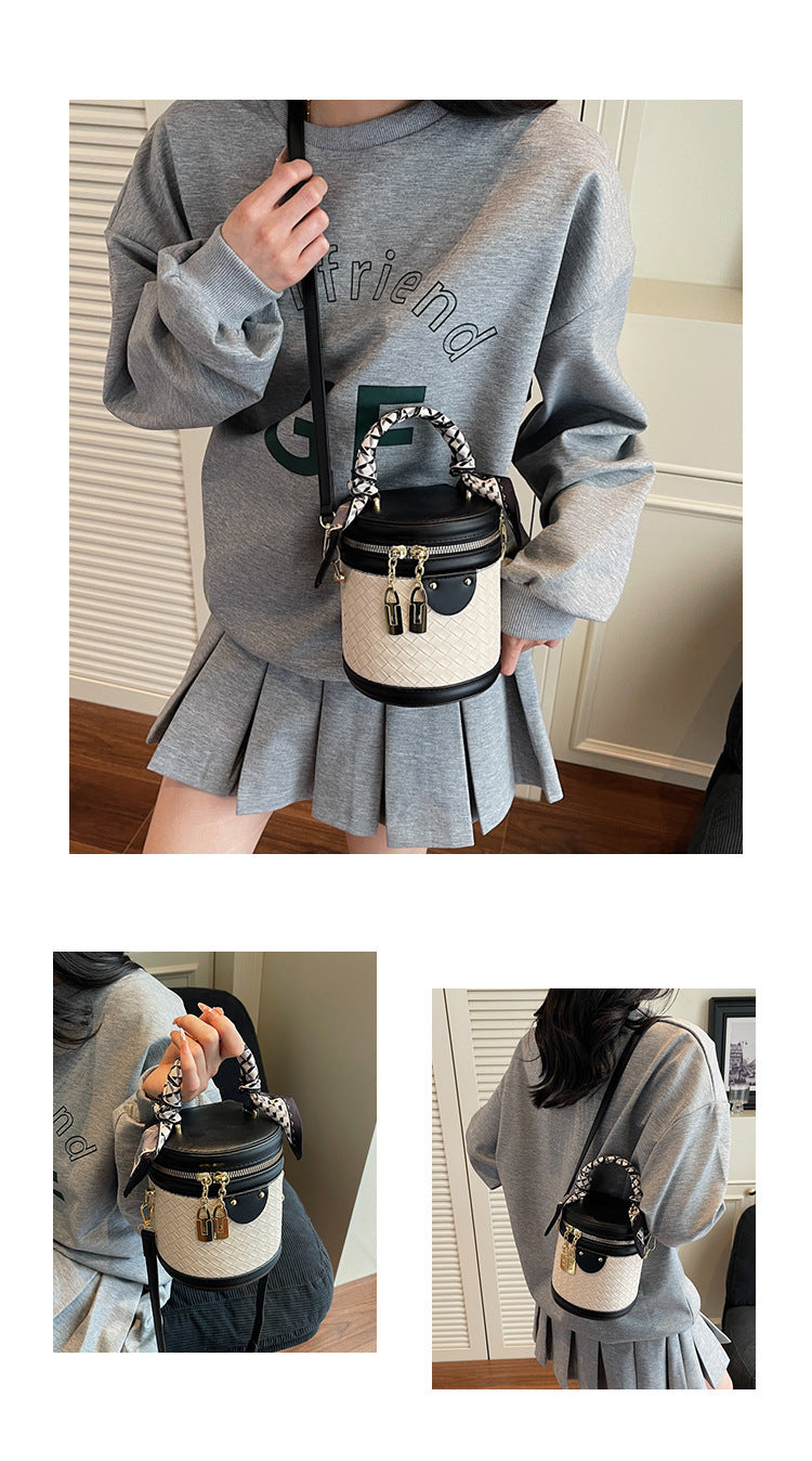 High-end Patchwork Fashion Handbag Bucket Bag. Diamond Trendy Casual Simple Shoulder Crossbody Bag