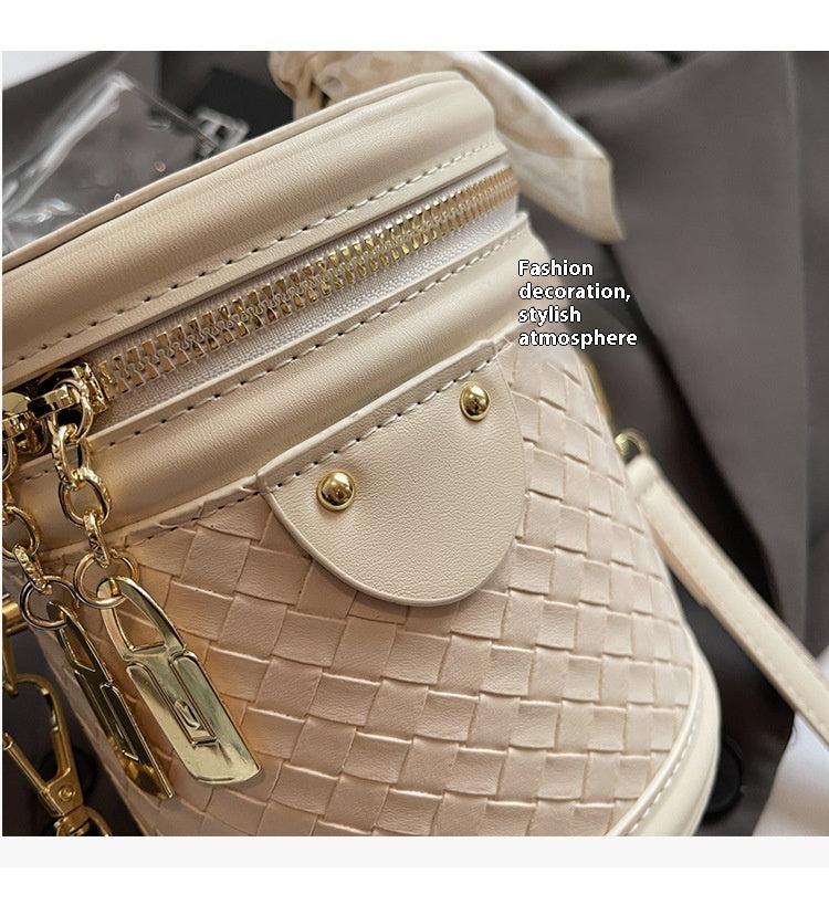 High-end Patchwork Fashion Handbag Bucket Bag. Diamond Trendy Casual Simple Shoulder Crossbody Bag