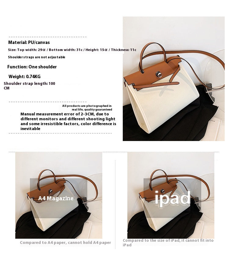 Fashion Tote Bag New Canvas Women's Bag Retro Briefcase Handbag Shoulder Crossbody Bag