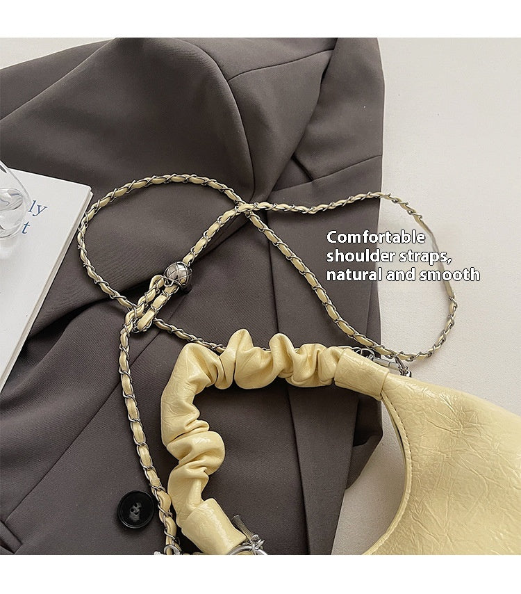 High-end Pleated Handbag Small Square Bag Versatile Stylish Chain Commuter Shoulder Crossbody Bag