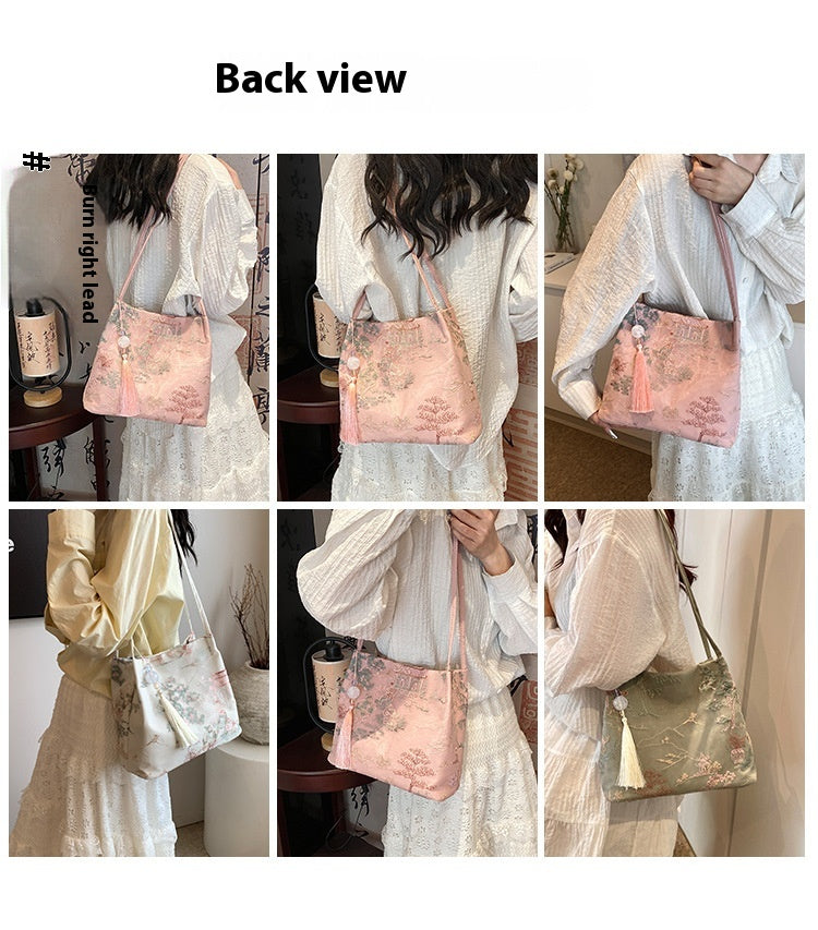 New Chinese Style Crossbody Bag Casual Fashion Single Shoulder Bag Cloth Bag Trendy Bucket Bag