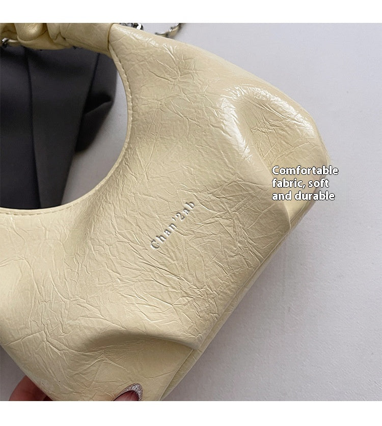 High-end Pleated Handbag Small Square Bag Versatile Stylish Chain Commuter Shoulder Crossbody Bag