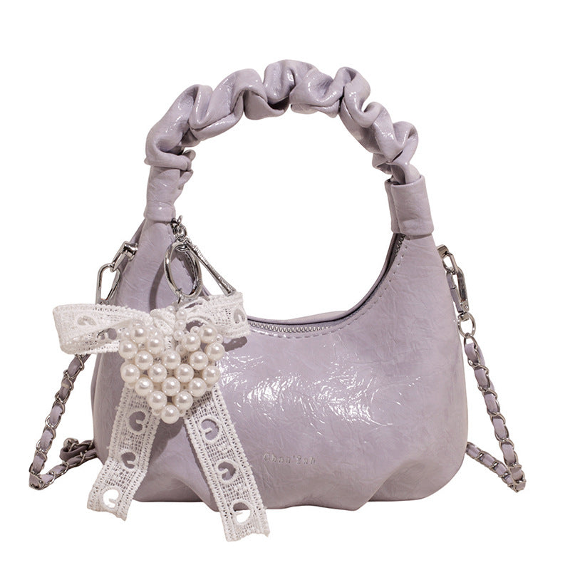 High-end Pleated Handbag Small Square Bag Versatile Stylish Chain Commuter Shoulder Crossbody Bag