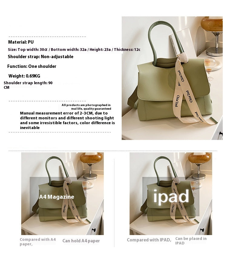 Fashion Bag Large Capacity Solid Color Textured Handbag New Stylish Crossbody Tote Bag