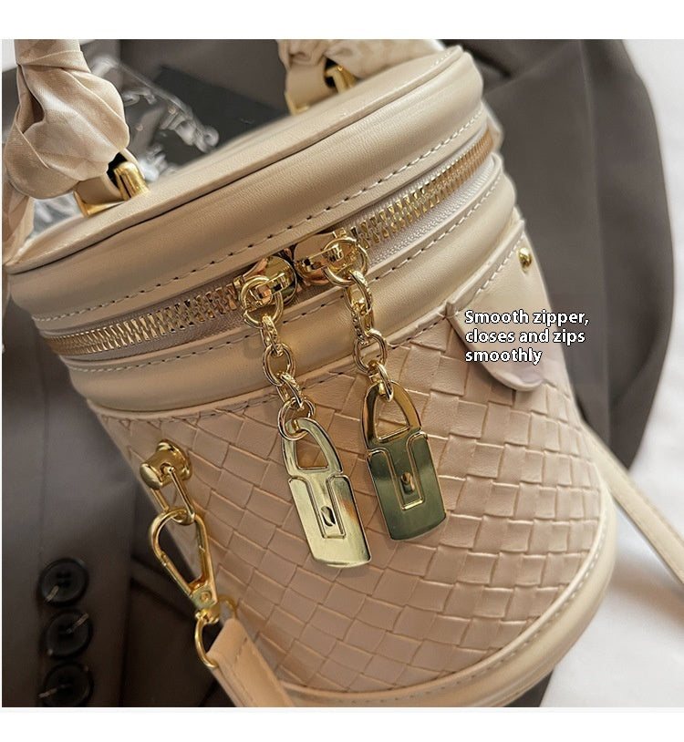High-end Patchwork Fashion Handbag Bucket Bag. Diamond Trendy Casual Simple Shoulder Crossbody Bag