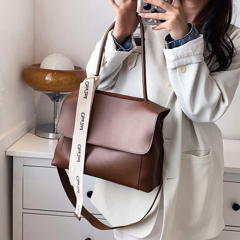 Fashion Bag Large Capacity Solid Color Textured Handbag New Stylish Crossbody Tote Bag