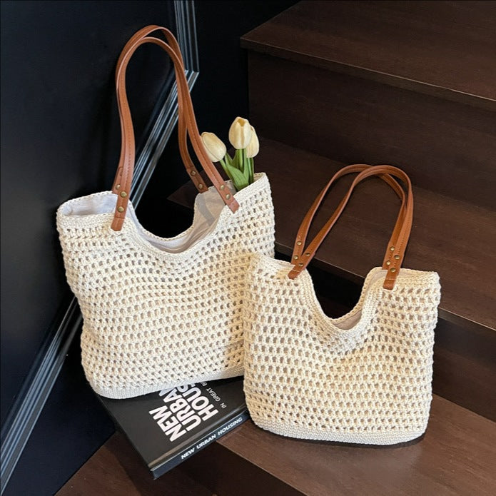 High-end Bucket Bag Large Capacity Underarm Bag Straw Bag Fashionable Shoulder Bag