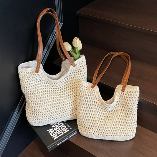 High-end Bucket Bag Large Capacity Underarm Bag Straw Bag Fashionable Shoulder Bag