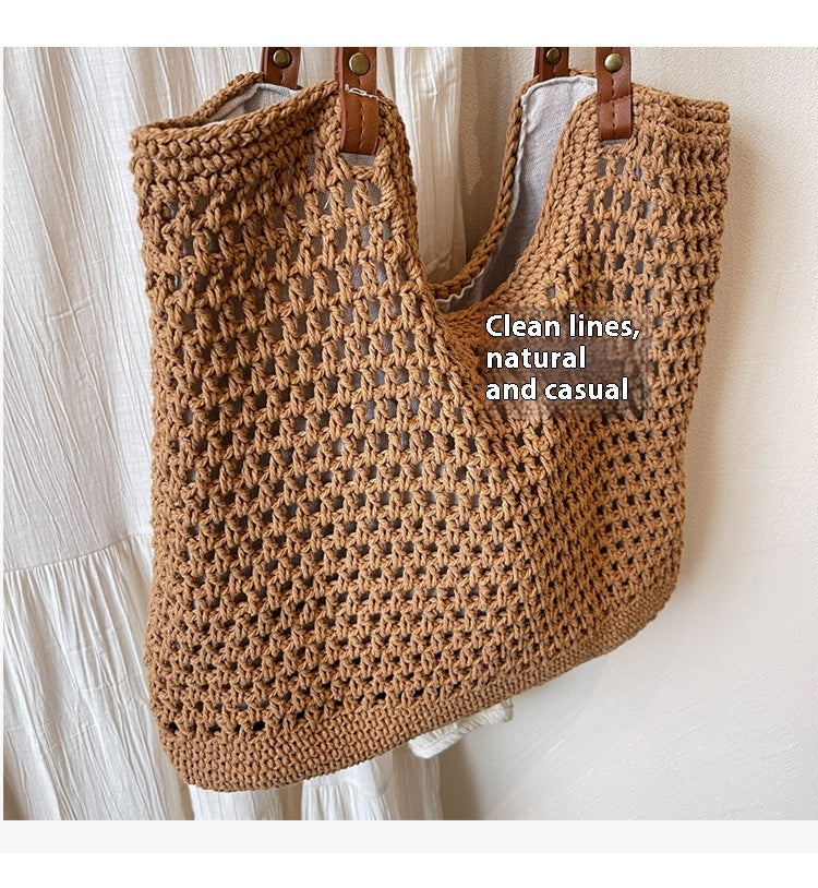 High-end Bucket Bag Large Capacity Underarm Bag Straw Bag Fashionable Shoulder Bag