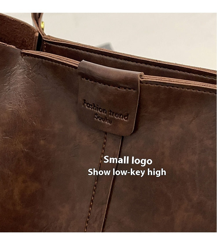 High-Quality Texture Solid Color Crossbody Bag Wide Strap Handbag Trendy Tote Bag