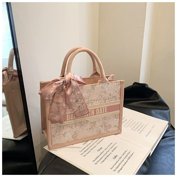 Large Capacity Embroidered Tote Bag Advanced Texture Niche Commuter Hand-Carrying Bag Shoulder Messenger Bag Casual Big Bag
