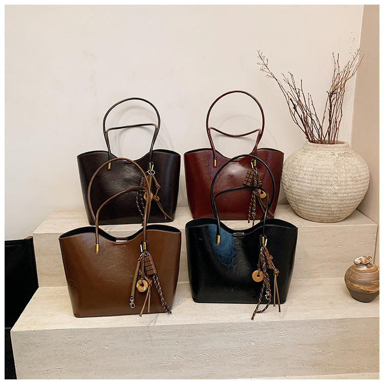 Simple High-Quality Texture Large Capacity Tote Bag Casual Versatile Handheld Shoulder Underarm Bag