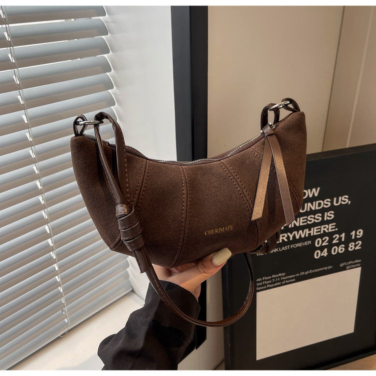 High-end Texture Retro Matte Bag Niche Design Crossbody Bag Commuter Dumpling Bag