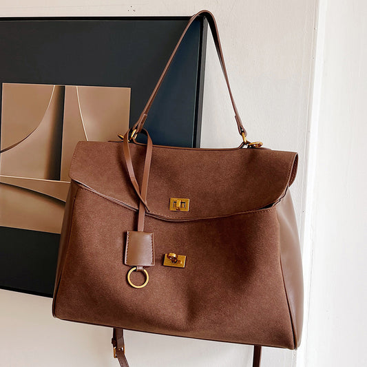 Large Capacity Commuting Bag Trendy Versatile Matte Retro Casual Single Shoulder Crossbody Tote Bag