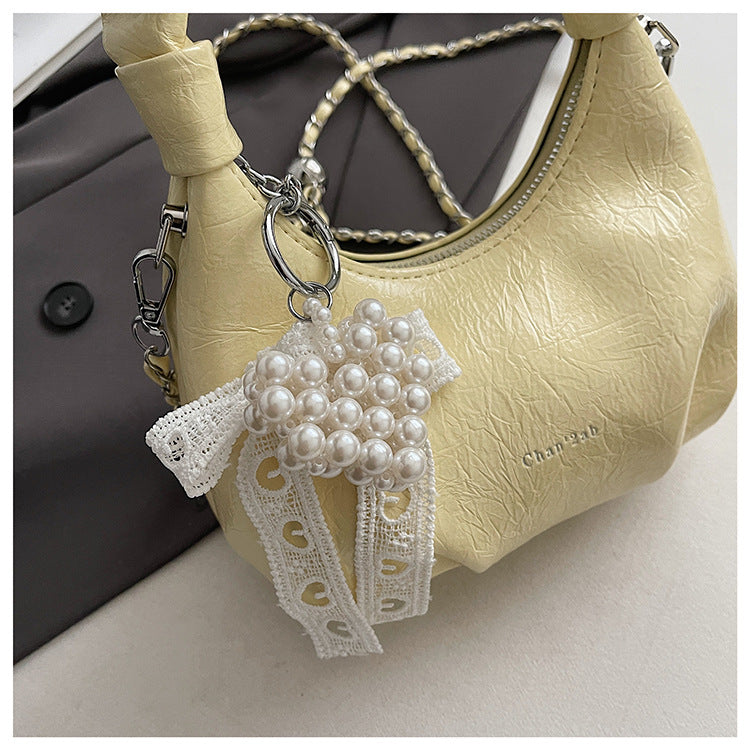 High-end Pleated Handbag Small Square Bag Versatile Stylish Chain Commuter Shoulder Crossbody Bag