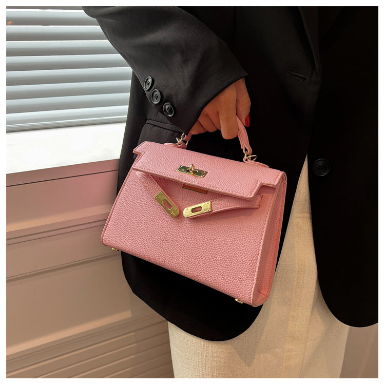 Lock Buckle Handbag Upgraded Texture Single Shoulder Crossbody Bag Simple Platinum Bag