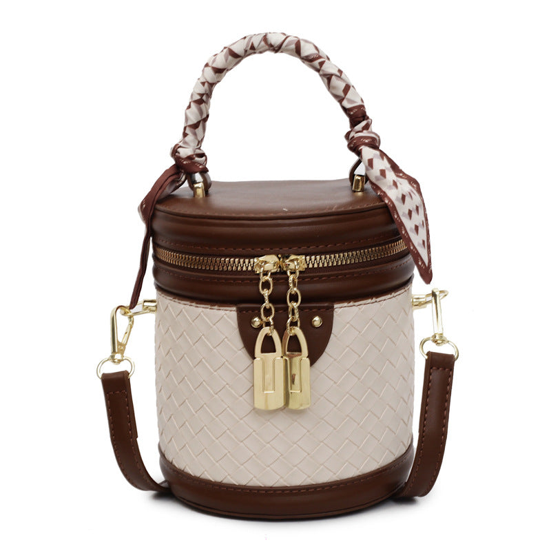 High-end Patchwork Fashion Handbag Bucket Bag. Diamond Trendy Casual Simple Shoulder Crossbody Bag