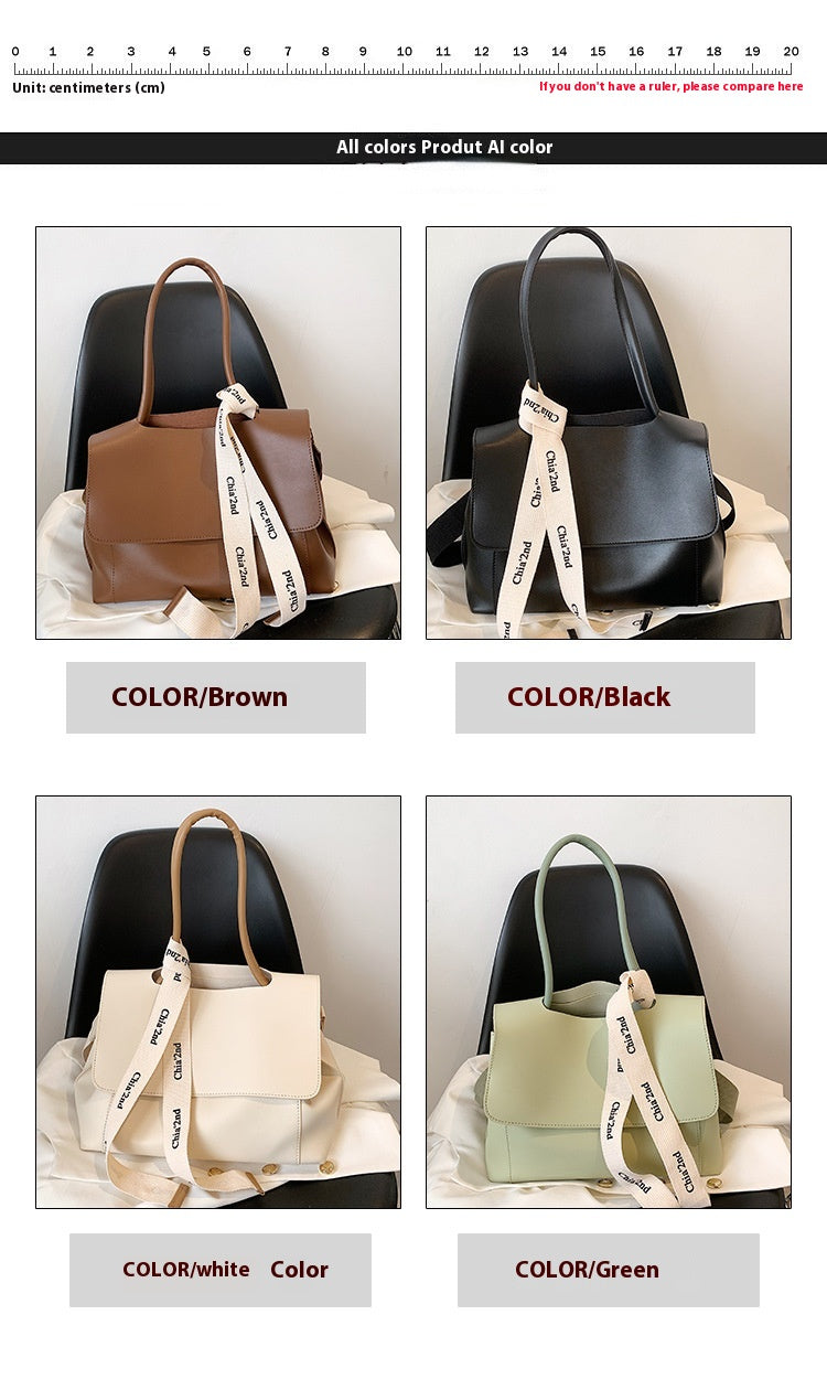 Fashion Bag Large Capacity Solid Color Textured Handbag New Stylish Crossbody Tote Bag