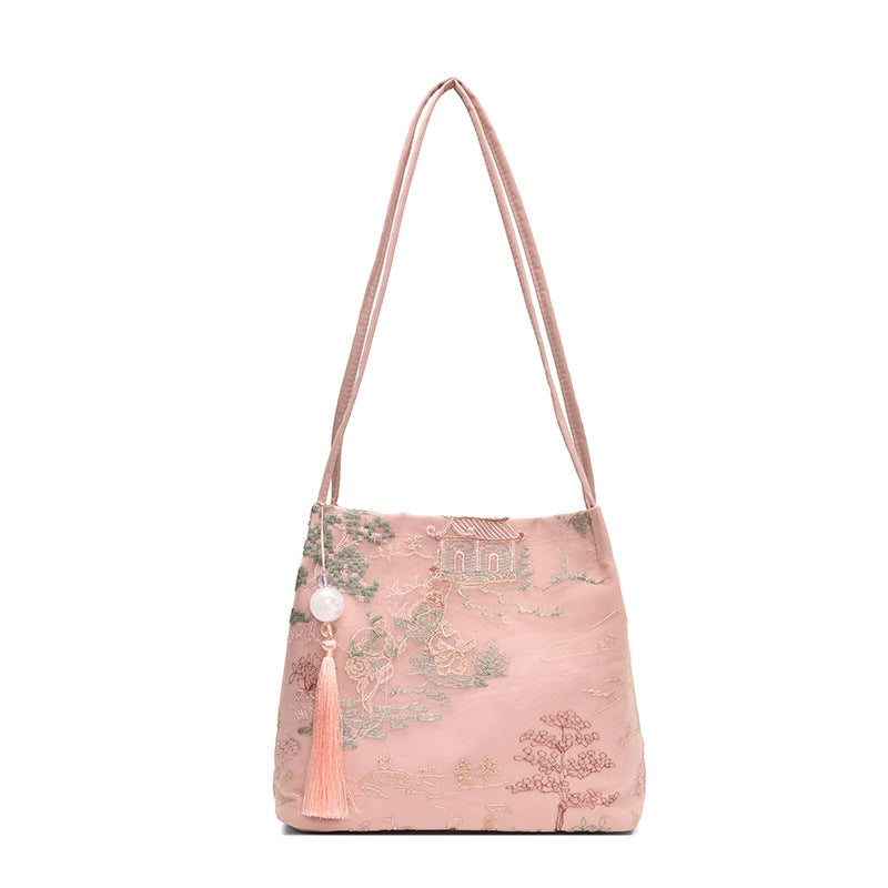 New Chinese Style Crossbody Bag Casual Fashion Single Shoulder Bag Cloth Bag Trendy Bucket Bag