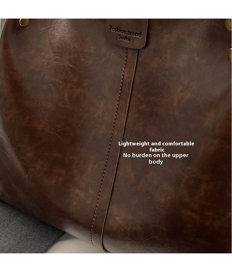 High-Quality Texture Solid Color Crossbody Bag Wide Strap Handbag Trendy Tote Bag